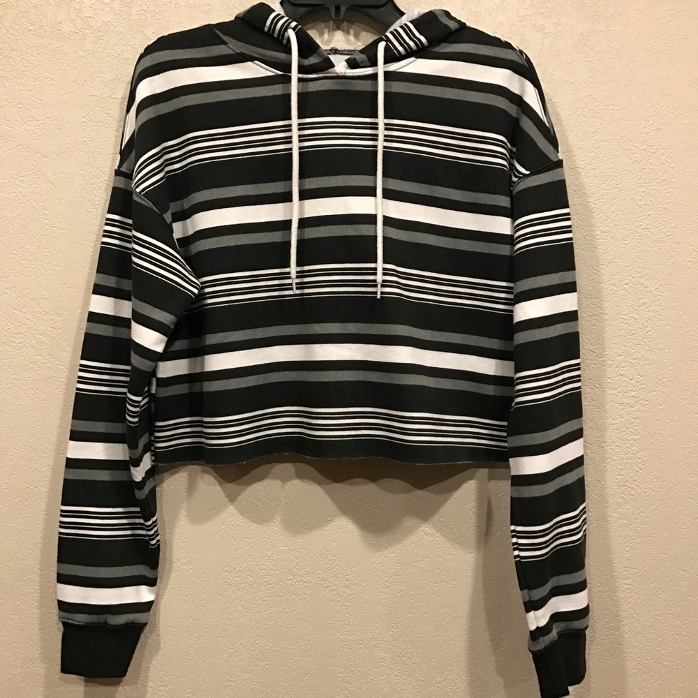 Striped Cropped Hoodie